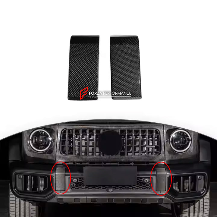 Buy Now CARBON TRIM BUMPER COVERS for MERCEDES BENZ AMG G63 W465 2024+ and upgrade car parts from SIR Tuning at the Best Price. Headlights, Tail lights, Bodykits, Navigations, Carbon body kit and more - Fast & Free Shipping within Europe, US & Worldwide.
