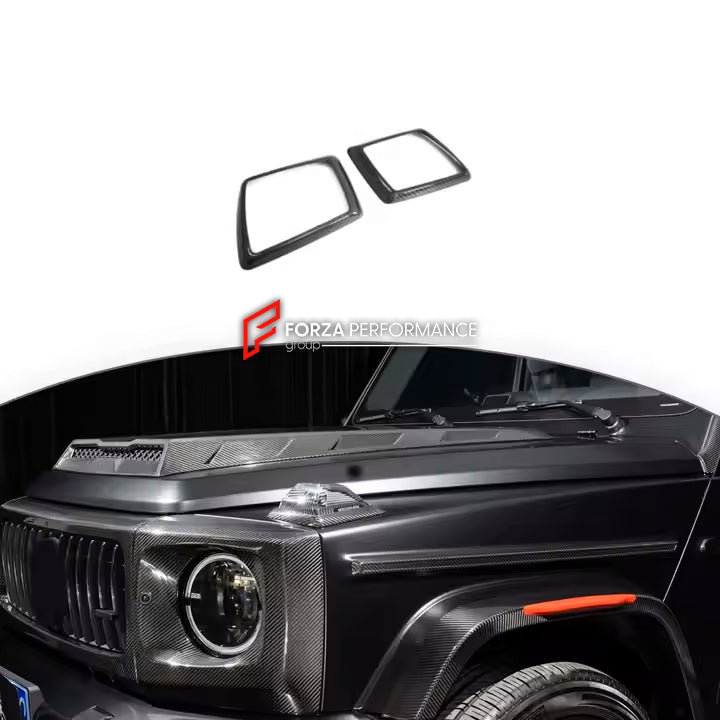 Buy Now CARBON TURNING LIGHTS FRAME COVERS for MERCEDES BENZ AMG G63 W465 G350 G500 G550 AMG G63 2024+ and upgrade car parts from SIR Tuning at the Best Price. Headlights, Tail lights, Bodykits, Navigations, Carbon body kit and more - Fast & Free Shipping within Europe, US & Worldwide.