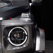 Buy Now CARBON TURNING LIGHTS FRAME COVERS for MERCEDES BENZ AMG G63 W465 G350 G500 G550 AMG G63 2024+ and upgrade car parts from SIR Tuning at the Best Price. Headlights, Tail lights, Bodykits, Navigations, Carbon body kit and more - Fast & Free Shipping within Europe, US & Worldwide.