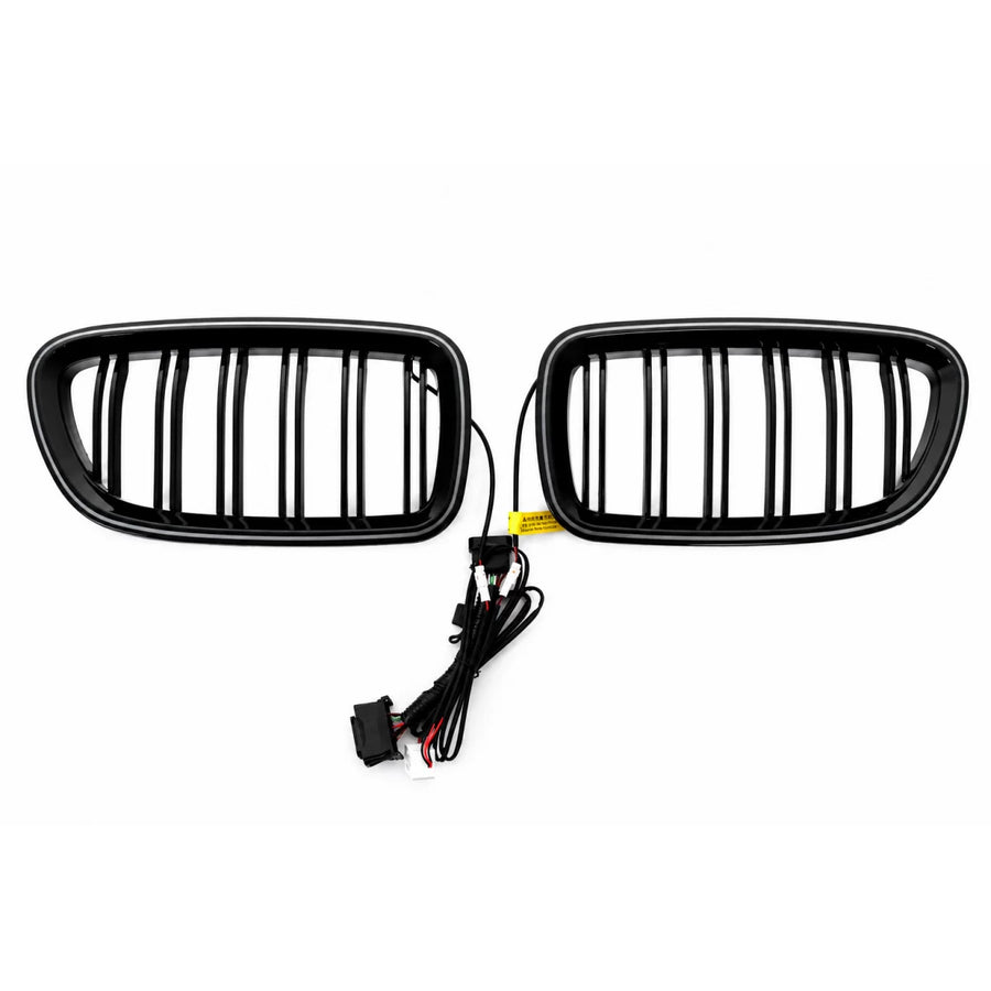 Central Kidney Grilles with LED suitable for BMW 5 Series F10 F11 (2010-2017) Double Stripe – product image 1