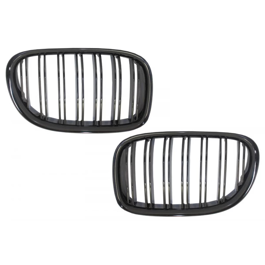 Central Kidney Grilles suitable for BMW 7 Series F01 F02 F03 (2008-2015) Double Stripe M Design Piano Black – product image 1