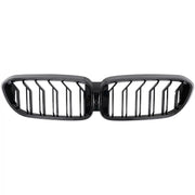 Central Kidney Grilles with LED suitable for BMW 5 Series G30 G31 Sedan Touring (2017-2019) Double Stripe Design Piano Black