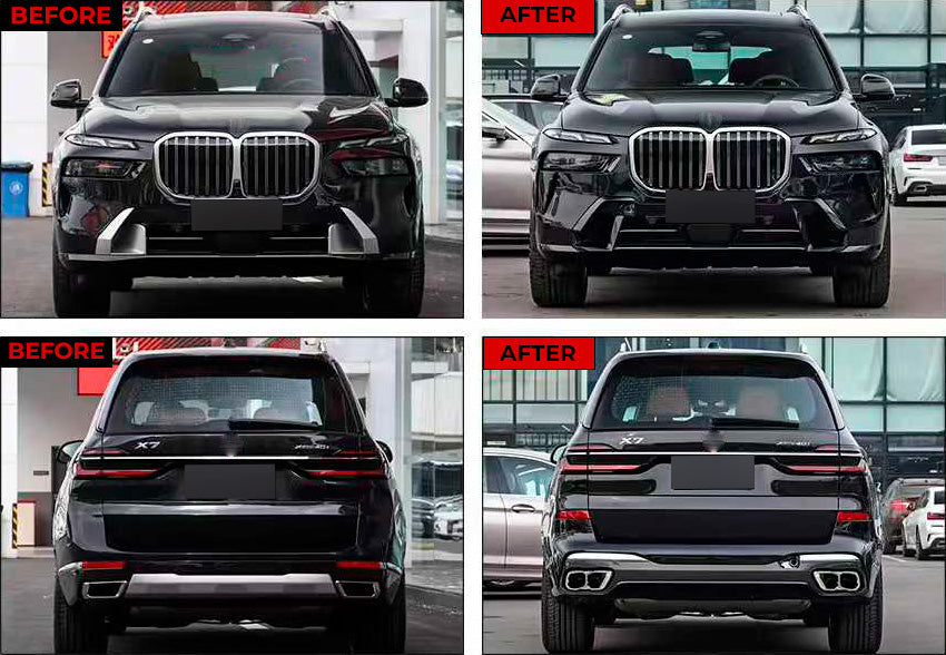 Buy Now CONVERSION BODY KIT FOR BMW X7 G07 LCI 2023+ UPGRADE to BMW X07 G07 M60i M SPORT FACELIFT and upgrade car parts from SIR Tuning at the Best Price. Headlights, Tail lights, Bodykits, Navigations, body kit and more - Fast & Free Shipping within Europe, US & Worldwide.