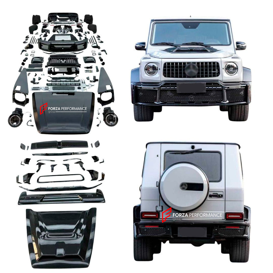 Buy Now CONVERSION WIDE BODY KIT for MERCEDES BENZ G CLASS G63 G400 G300 G500 G55 W463 1990 - 2018 upgrade to MERCEDES BENZ G CLASS W465 2024+ and upgrade car parts from SIR Tuning at the Best Price. Headlights, Tail lights, Bodykits, Navigations, Carbon body kit and more - Fast & Free Shipping within Europe, US & Worldwide.