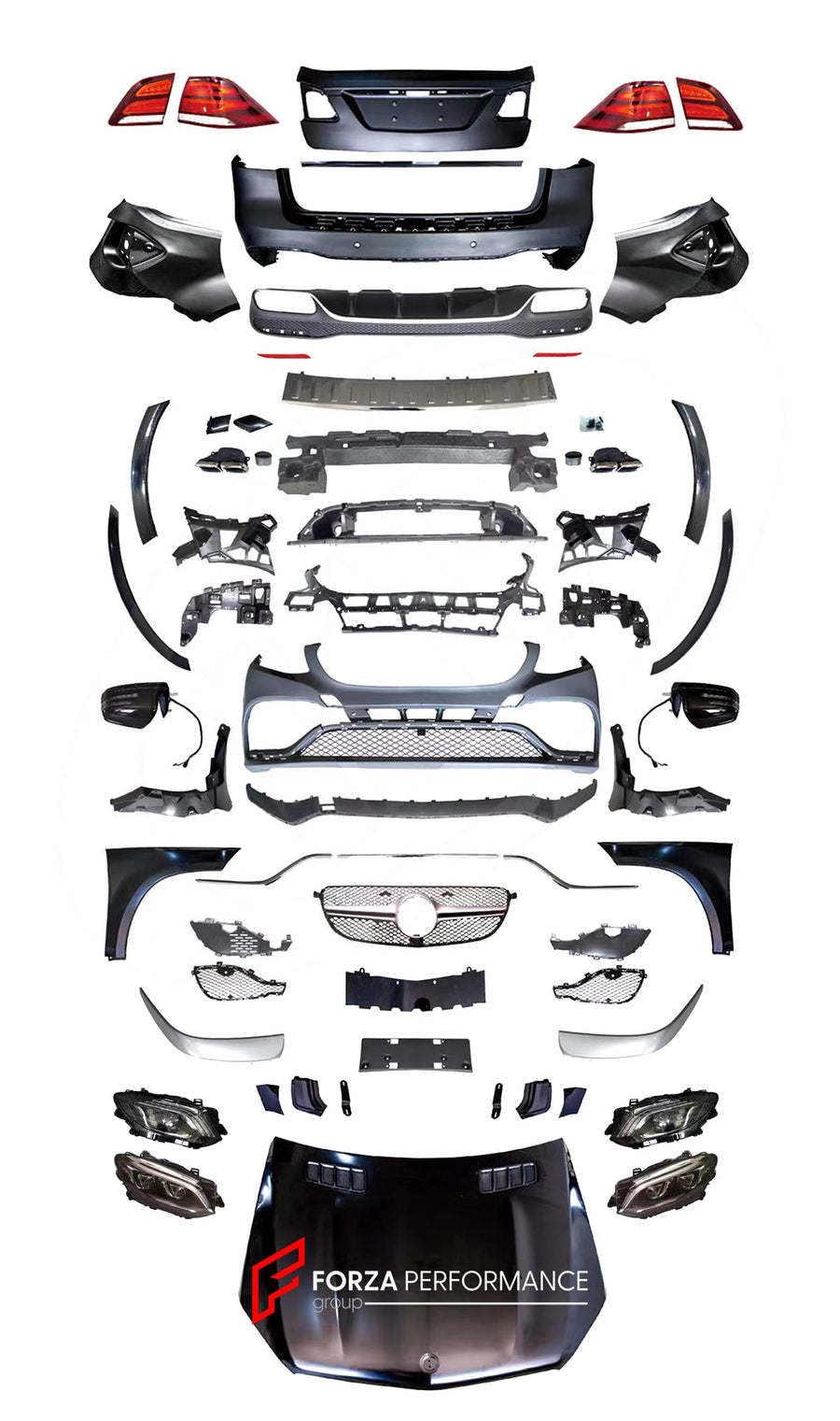 Buy Now CONVERSION BODY KIT for MERCEDES-BENZ ML W164 2005 - 2011 UPGRADE to GLE 63 W166 AMG 2015 - 2019 FACELIFT and upgrade car parts from SIR Tuning at the Best Price. Headlights, Tail lights, Bodykits, Navigations, body kit and more - Fast & Free Shipping within Europe, US & Worldwide.