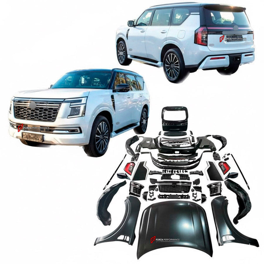 Buy Now CONVERSION BODY KIT for NISSAN PATROL Y62 2014 - 2020 UPGRADE to Y63 2024+ and upgrade car parts from SIR Tuning at the Best Price. Headlights, Tail lights, Bodykits, Navigations, body kit and more - Fast & Free Shipping within Europe, US & Worldwide.