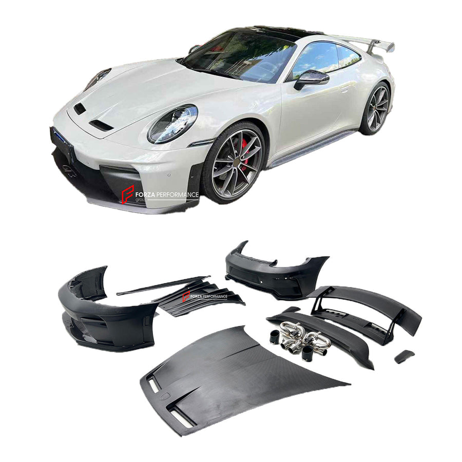 Buy Now DRY CARBON CONVERSION BODY KIT for PORSCHE 911 992.1 CARRERA 2019 - 2023 to 992.2 GT3 2025+ and upgrade car parts from SIR Tuning at the Best Price. Headlights, Tail lights, Bodykits, Navigations, Carbon body kit and more - Fast & Free Shipping within Europe, US & Worldwide.