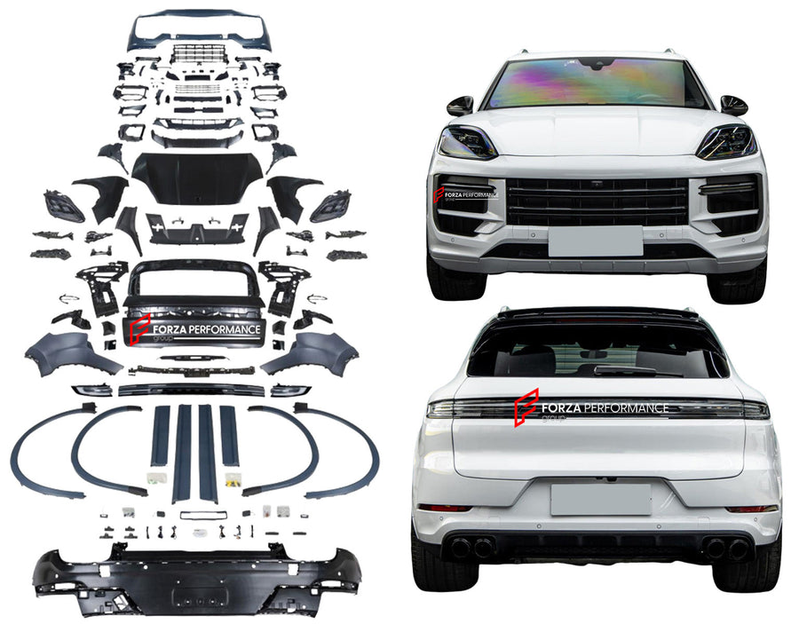 Buy Now CONVERSION BODY KIT for PORSCHE CAYENNE 9Y0.1 2018 - 2023 UPGRADE to 9Y0.2 2024+ TURBO STYLE and upgrade car parts from SIR Tuning at the Best Price. Headlights, Tail lights, Bodykits, Navigations, body kit and more - Fast & Free Shipping within Europe, US & Worldwide.