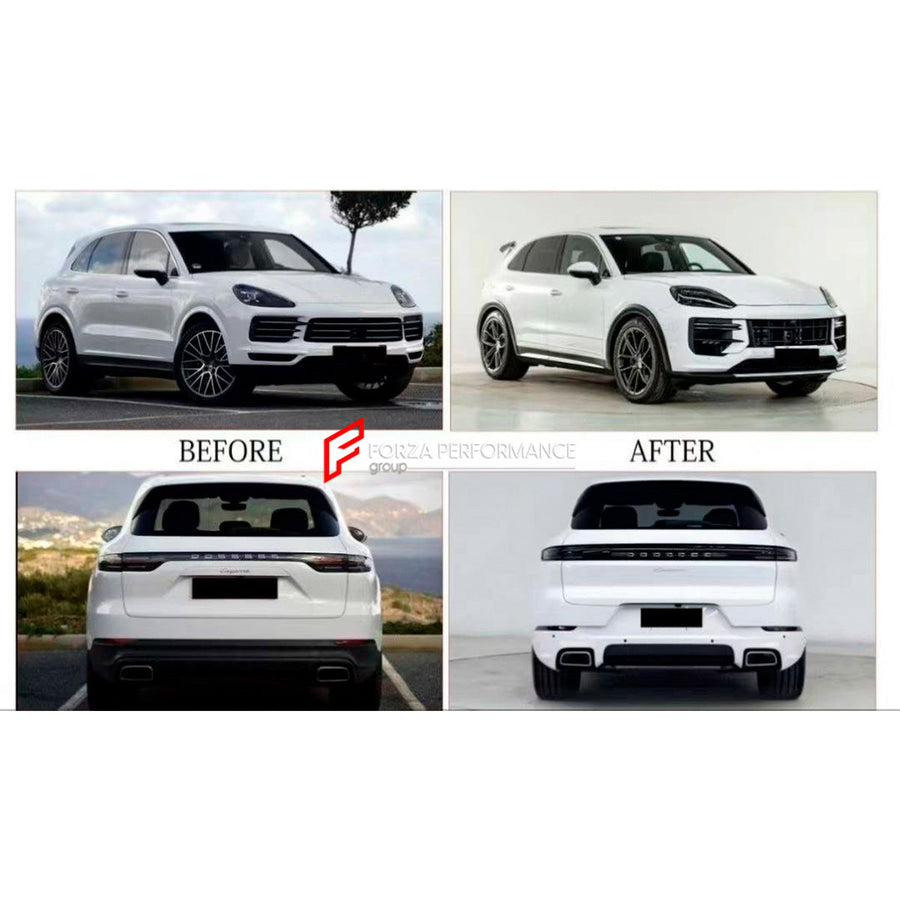 Buy Now CONVERSION BODY KIT for PORSCHE CAYENNE E3 9Y0.1 2018 - 2023 UPGRADE to PORSCHE CAYENNE E3 9Y0.2 GT 2024+ and upgrade car parts from SIR Tuning at the Best Price. Headlights, Tail lights, Bodykits, Navigations, body kit and more - Fast & Free Shipping within Europe, US & Worldwide.