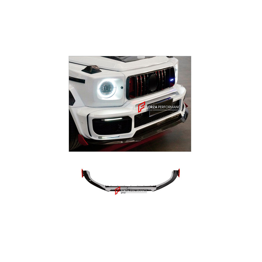 Buy Now CONVERSION DRY CARBON FRONT LIP for MERCEDES-BENZ G-CLASS W463 2008 - 2018 UPGRADE to G-CLASS W464 2019 - 2024 and upgrade car parts from SIR Tuning at the Best Price. Headlights, Tail lights, Bodykits, Navigations, Body Kit and more - Fast & Free Shipping within Europe, US & Worldwide.