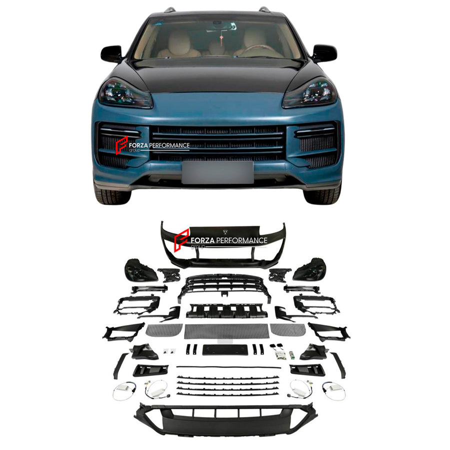 Buy Now CONVERSION FRONT BUMPER ASSEMBLY and HEADLIGHTS for PORSCHE CAYENNE E1 9PA 957 FACELIFT 2007 - 2010 UPGRADE to CAYENNE TURBO E3 9YA 9Y0.2 FACELIFT 2024+ and upgrade car parts from SIR Tuning at the Best Price. Headlights, Tail lights, Bodykits, Navigations, body kit and more - Fast & Free Shipping within Europe, US & Worldwide.