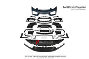 Buy Now CONVERSION FRONT BUMPER ASSEMBLY for PORSCHE CAYMAN BOXSTER 981 2012 - 2016 upgrade to 718 BOXSTER CAYMAN 982 GT4 2020 - 2023 and upgrade car parts from SIR Tuning at the Best Price. Headlights, Tail lights, Bodykits, Navigations, body kit and more - Fast & Free Shipping within Europe, US & Worldwide.