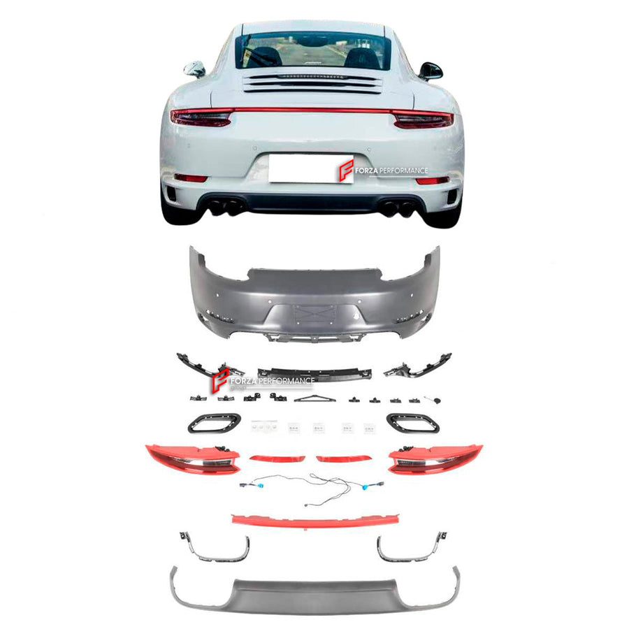 Buy Now CONVERSION REAR BUMPER KIT for PORSCHE 911 991.1 CARRERA 2011 - 2017 upgrade to 991.2 CARRERA 2015 - 2020 and upgrade car parts from SIR Tuning at the Best Price. Headlights, Tail lights, Bodykits, Navigations, body kit and more - Fast & Free Shipping within Europe, US & Worldwide.