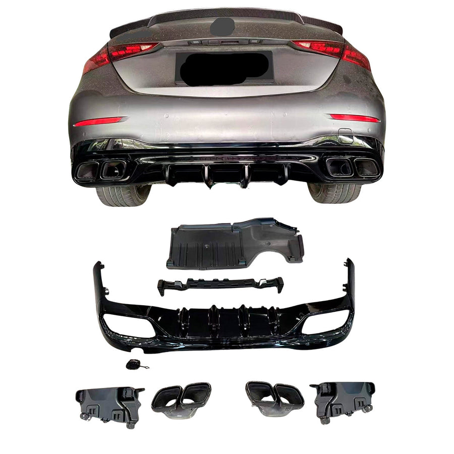 Buy Now CONVERSION REAR DIFFUSER with EXHAUST TIPS for MERCEDES BENZ C CLASS C180 C200 C300 W206 2021+ upgrade to C63 AMG and upgrade car parts from SIR Tuning at the Best Price. Headlights, Tail lights, Bodykits, Navigations, body kit and more - Fast & Free Shipping within Europe, US & Worldwide.