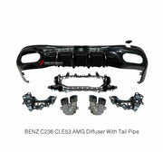 Buy Now REAR DIFFUSER with EXHAUST TIPS for MERCEDES BENZ CLE CLASS AMG CLE53 2024+ C236 A236 X236 and upgrade car parts from SIR Tuning at the Best Price. Headlights, Tail lights, Bodykits, Navigations, body kit and more - Fast & Free Shipping within Europe, US & Worldwide.