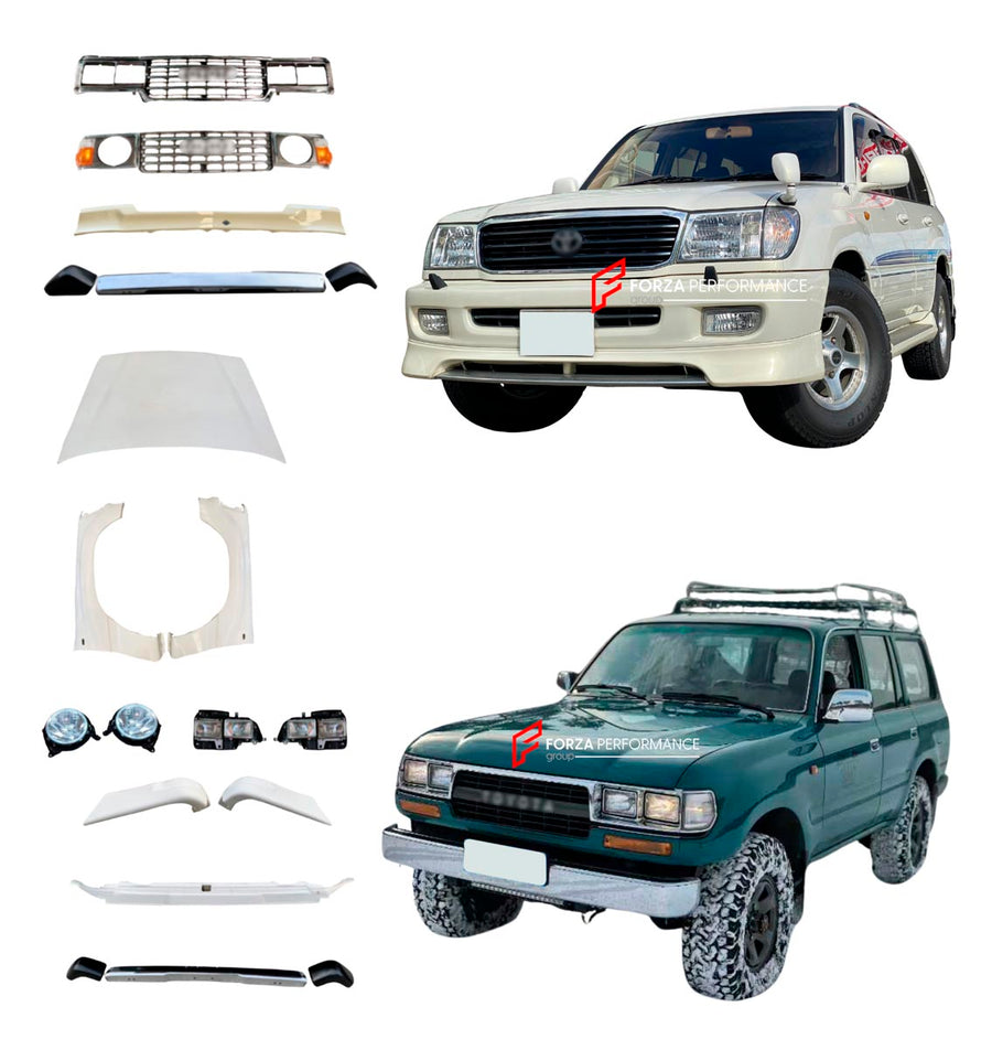Buy Now CONVERSION RETRO FRONT BUMPER BODY KIT for TOYOTA LAND CRUISER LC100 1998 - 2007 and upgrade car parts from SIR Tuning at the Best Price. Headlights, Tail lights, Bodykits, Navigations, Body Kit and more - Fast & Free Shipping within Europe, US & Worldwide.