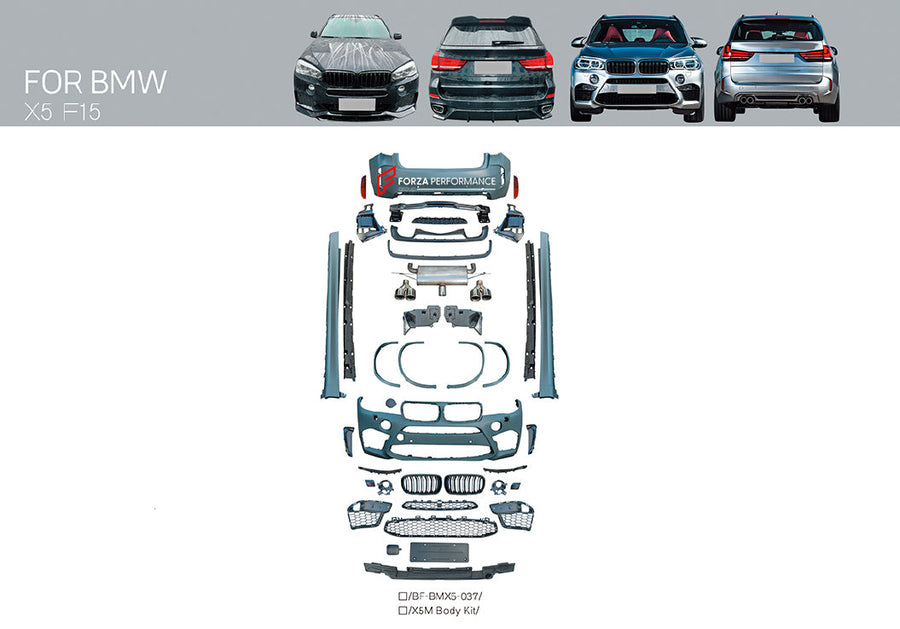 Buy Now CONVERSION UPGRADE BODY KIT for BMW X5 F15 2013 - 2018 UPGRADE to BMW X5M F85 2014 - 2019 and upgrade car parts from SIR Tuning at the Best Price. Headlights, Tail lights, Bodykits, Navigations, body kit and more - Fast & Free Shipping within Europe, US & Worldwide.