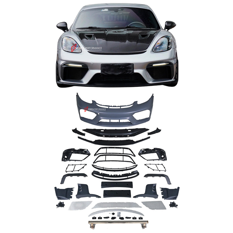 Buy Now CONVERSION UPGRADE FRONT BUMPER KIT for PORSCHE 718 982 GT4 2016+ UPGRADE to GT4RS and upgrade car parts from SIR Tuning at the Best Price. Headlights, Tail lights, Bodykits, Navigations, Carbon body kit and more - Fast & Free Shipping within Europe, US & Worldwide.