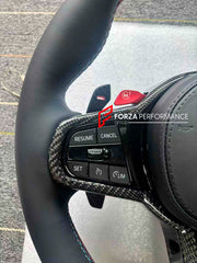 Buy Now CUSTOM CARBON STEERING WHEEL with PADDLE SHIFTERS for BMW M5 F90 and upgrade car parts from SIR Tuning at the Best Price. Headlights, Tail lights, Bodykits, Navigations, steering wheel and more - Fast & Free Shipping within Europe, US & Worldwide.