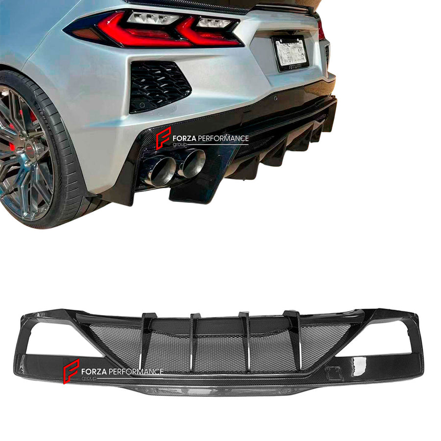 Buy Now DRY CARBON REAR DIFFUSER for CHEVROLET CORVETTE C8 2020+ and upgrade car parts from SIR Tuning at the Best Price. Headlights, Tail lights, Bodykits, Navigations, body kit and more - Fast & Free Shipping within Europe, US & Worldwide.