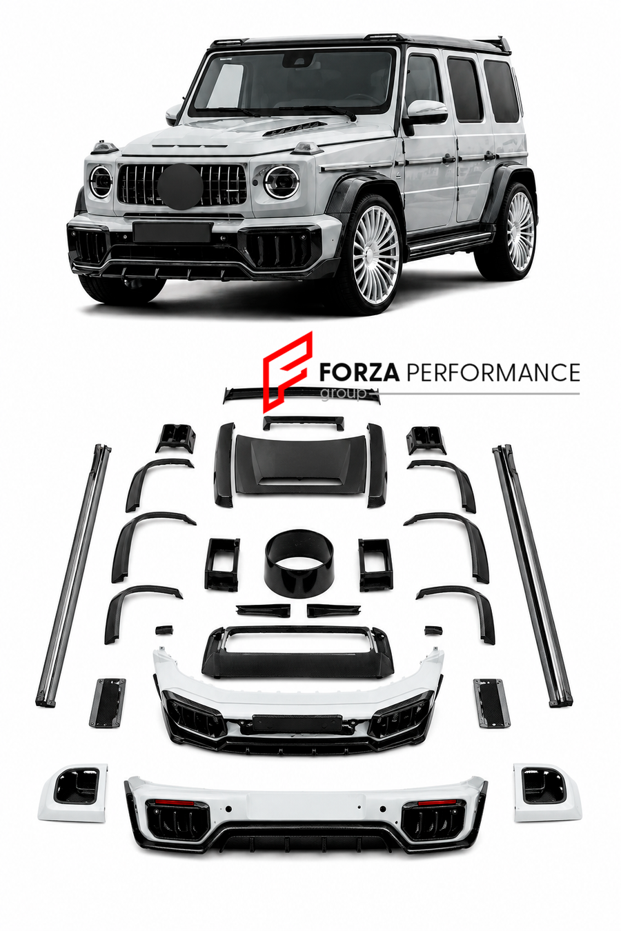 Buy Now DRY CARBON WIDEBODY KIT FOR MERCEDES BENZ G CLASS W465 G500 G450d G580 G63 AMG 2024+ and upgrade car parts from SIR Tuning at the Best Price. Headlights, Tail lights, Bodykits, Navigations, body kit and more - Fast & Free Shipping within Europe, US & Worldwide.