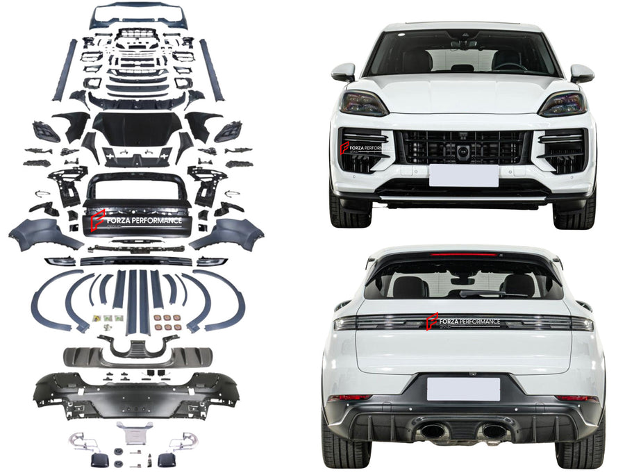 Buy Now CONVERSION BODY KIT for PORSCHE CAYENNE 9Y0.1 2018 - 2023 UPGRADE to 9Y0.2 2024+ TURBO GT STYLE and upgrade car parts from SIR Tuning at the Best Price. Headlights, Tail lights, Bodykits, Navigations, body kit and more - Fast & Free Shipping within Europe, US & Worldwide.