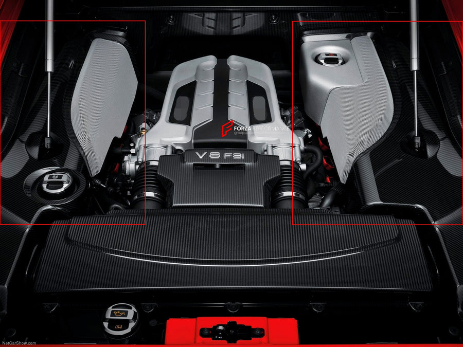 Buy Now DRY CARBON ENGINE BAY AREA COVERS for AUDI R8 V8 V10 2007 - 2012 and upgrade car parts from SIR Tuning at the Best Price. Headlights, Tail lights, Bodykits, Navigations, body kit and more - Fast & Free Shipping within Europe, US & Worldwide.