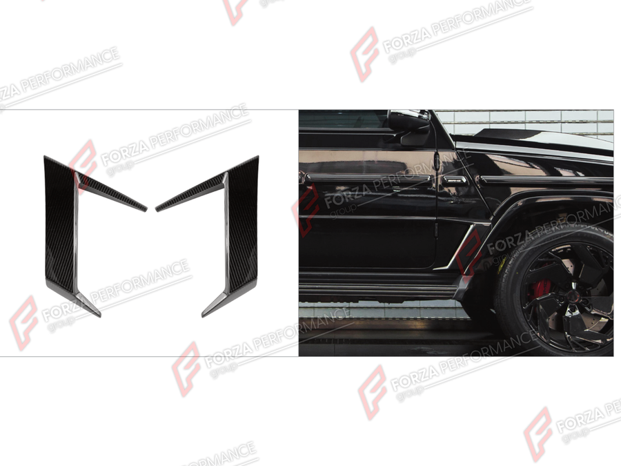 Buy Now DRY CARBON FENDER TRIM COVERS for MERCEDES-BENZ G-CLASS W464 G500 2019 - 2024 and upgrade car parts from SIR Tuning at the Best Price. Headlights, Tail lights, Bodykits, Navigations, Body Kit and more - Fast & Free Shipping within Europe, US & Worldwide.