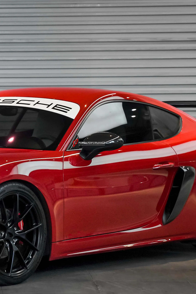 Buy Now DRY CARBON FIBER SIDE MIRROR COVERS REPLACEMENT for PORSCHE 718 982 CAYMAN BOXSTER 2016+ and upgrade car parts from SIR Tuning at the Best Price. Headlights, Tail lights, Bodykits, Navigations, body kit and more - Fast & Free Shipping within Europe, US & Worldwide.