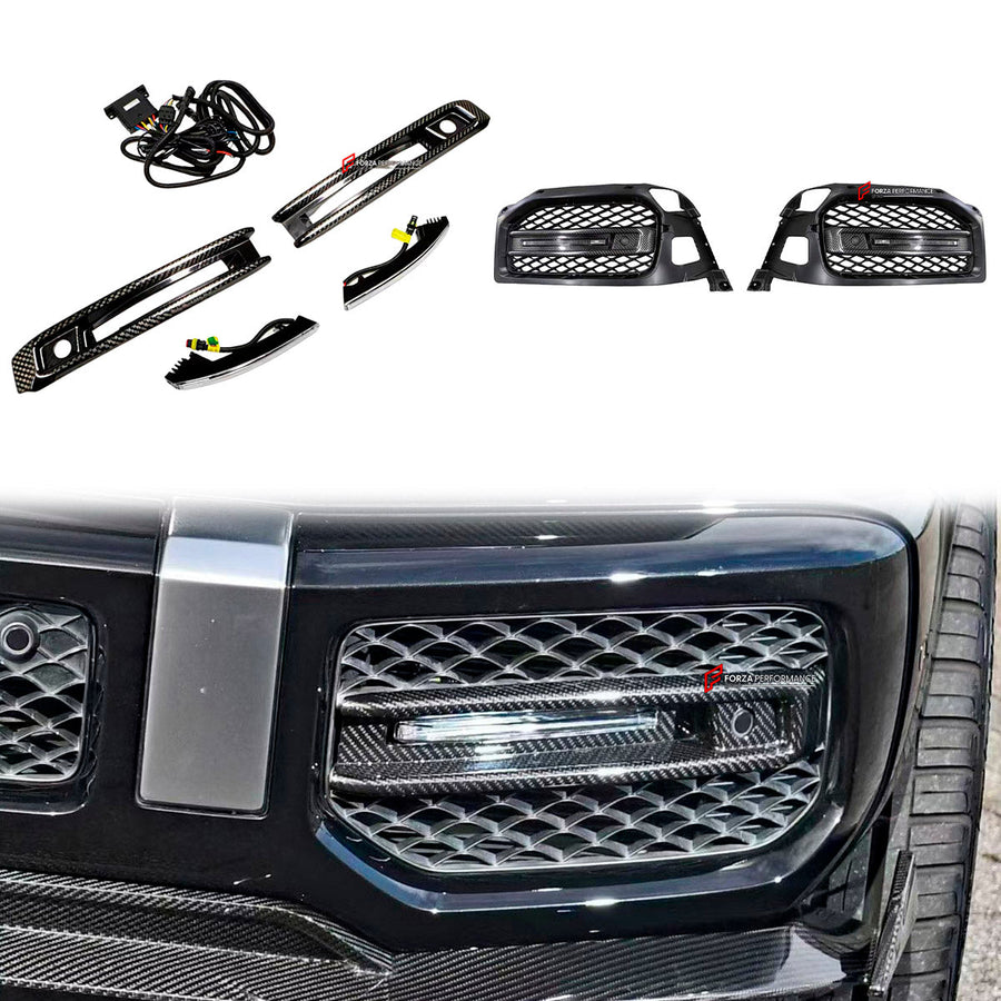Buy Now DRY CARBON FRONT BUMBER AIR VENTS for MERCEDES BENZ W464 G63 2018 - 2024 and upgrade car parts from SIR Tuning at the Best Price. Headlights, Tail lights, Bodykits, Navigations, body kit and more - Fast & Free Shipping within Europe, US & Worldwide.