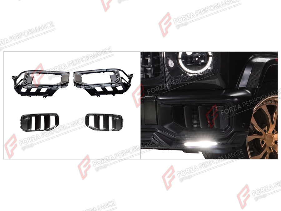 Buy Now DRY CARBON FRONT BUMPER AIR VENTS for MERCEDES-BENZ G-CLASS W465 G63 G450D G500 G550 2025+ and upgrade car parts from SIR Tuning at the Best Price. Headlights, Tail lights, Bodykits, Navigations, Body Kit and more - Fast & Free Shipping within Europe, US & Worldwide.