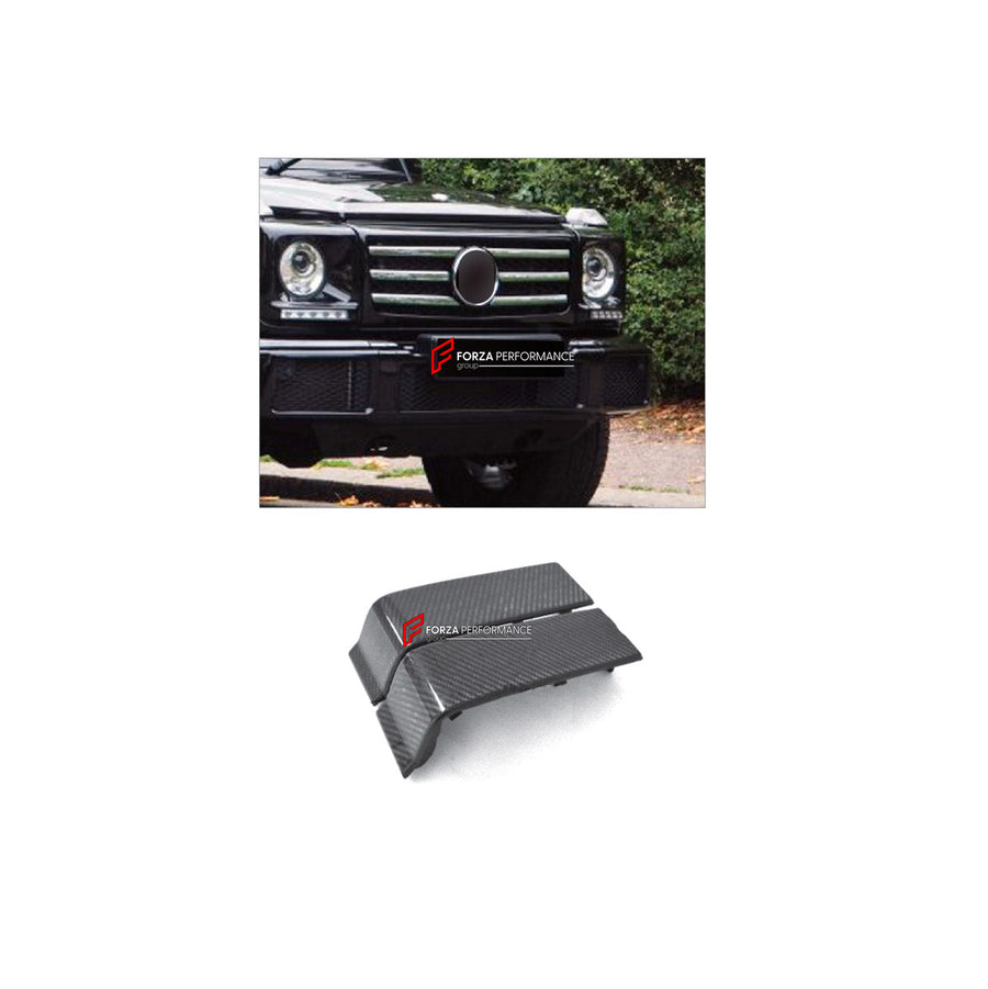 Buy Now DRY CARBON FRONT BUMPER COVER TRIMS for MERCEDES-BENZ G-CLASS W463 G350 G500 2008 - 2018 and upgrade car parts from SIR Tuning at the Best Price. Headlights, Tail lights, Bodykits, Navigations, Body Kit and more - Fast & Free Shipping within Europe, US & Worldwide.