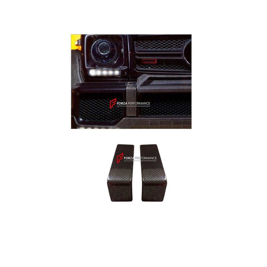 Buy Now DRY CARBON FRONT BUMPER COVER TRIMS for MERCEDES-BENZ G-CLASS W463 G63 2008 - 2018 and upgrade car parts from SIR Tuning at the Best Price. Headlights, Tail lights, Bodykits, Navigations, Body Kit and more - Fast & Free Shipping within Europe, US & Worldwide.