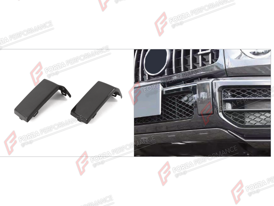Buy Now DRY CARBON FRONT BUMPER COVER TRIMS for MERCEDES-BENZ G-CLASS W464 G63 2019 - 2024 and upgrade car parts from SIR Tuning at the Best Price. Headlights, Tail lights, Bodykits, Navigations, Body Kit and more - Fast & Free Shipping within Europe, US & Worldwide.