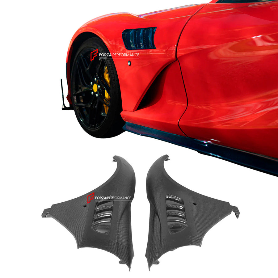 Buy Now DRY CARBON FRONT FENDERS for FERRARI 812 SUPERFAST GTS 2017 - 2024 and upgrade car parts from SIR Tuning at the Best Price. Headlights, Tail lights, Bodykits, Navigations, Carbon body kit and more - Fast & Free Shipping within Europe, US & Worldwide.