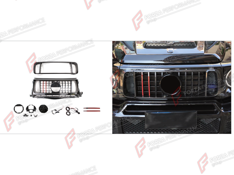 Buy Now DRY CARBON FRONT GRILLE for MERCEDES-BENZ G-CLASS W464 2019 - 2024 and upgrade car parts from SIR Tuning at the Best Price. Headlights, Tail lights, Bodykits, Navigations, Body Kit and more - Fast & Free Shipping within Europe, US & Worldwide.
