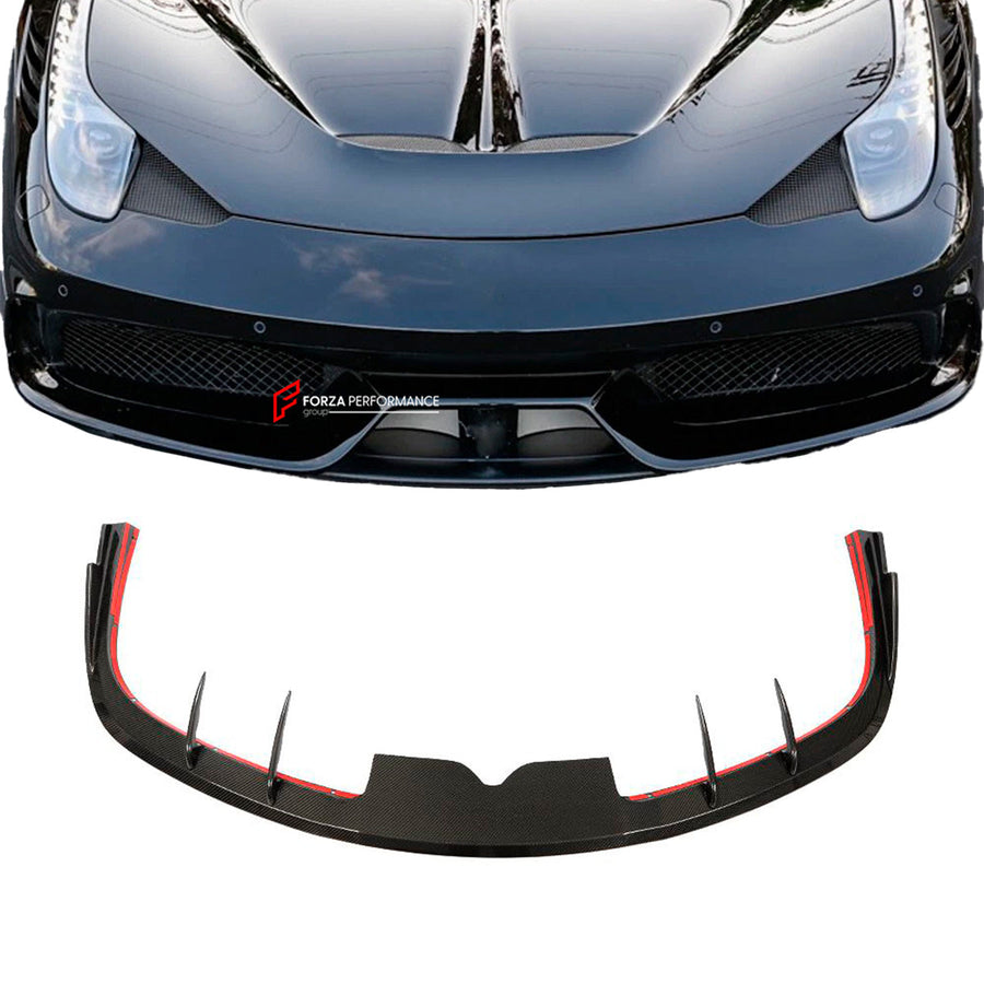 Buy Now DRY CARBON FRONT LIP for FERRARI 458 SPECIALE 2013 - 2015 and upgrade car parts from SIR Tuning at the Best Price. Headlights, Tail lights, Bodykits, Navigations, body kit and more - Fast & Free Shipping within Europe, US & Worldwide.