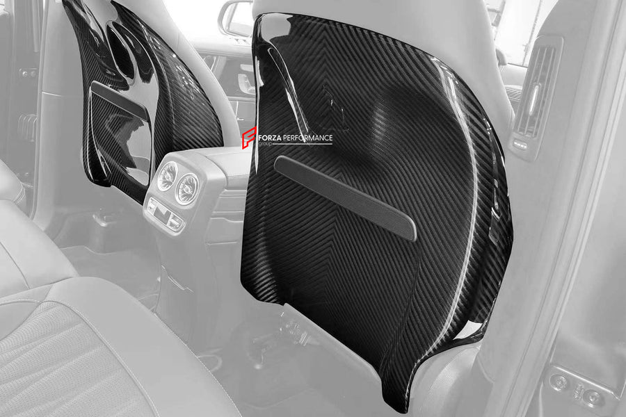 Buy Now DRY CARBON FRONT SEAT BACK COVERS for MERCEDES BENZ G-CLASS W465 G450 G350 G500 G550 AMG G63 2024+ and upgrade car parts from SIR Tuning at the Best Price. Headlights, Tail lights, Bodykits, Navigations, body kit and more - Fast & Free Shipping within Europe, US & Worldwide.