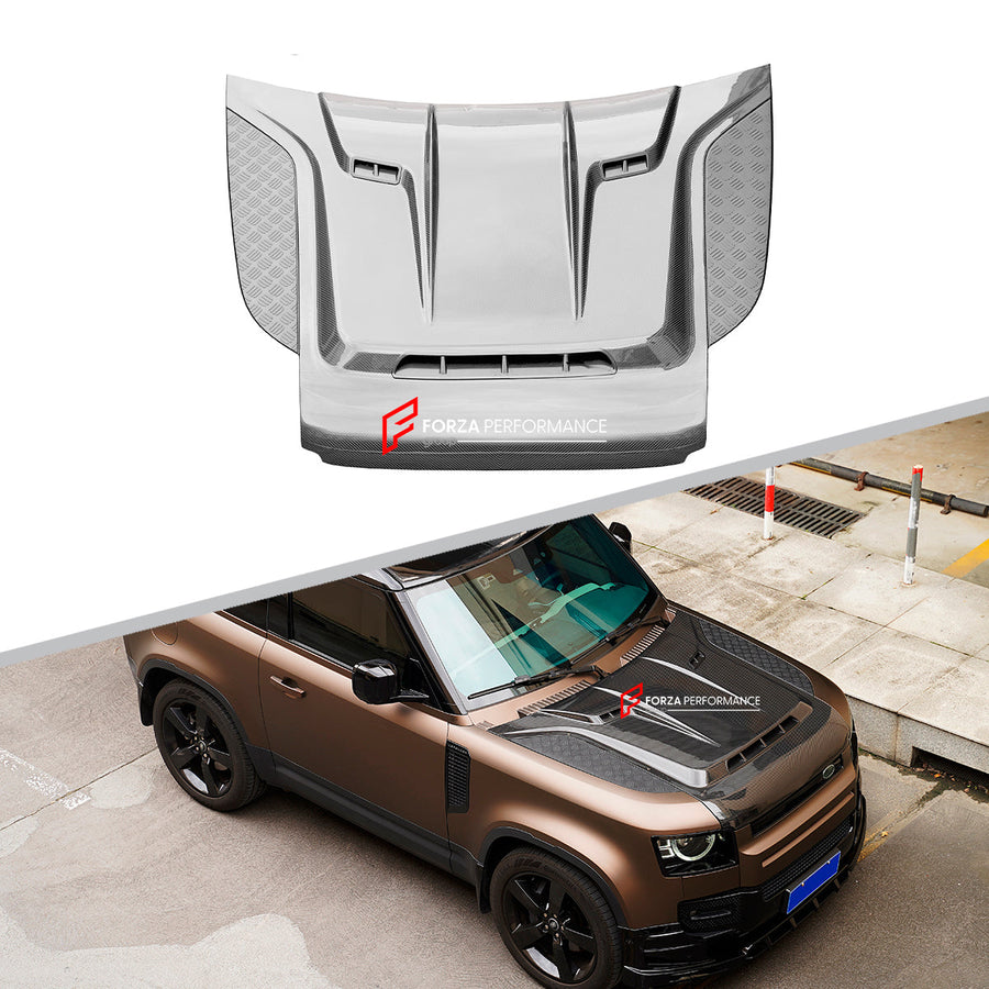 Buy Now DRY CARBON HOOD BONNET for LAND ROVER DEFENDER 2020-2024 and upgrade car parts from SIR Tuning at the Best Price. Headlights, Tail lights, Bodykits, Navigations, body kit and more - Fast & Free Shipping within Europe, US & Worldwide.