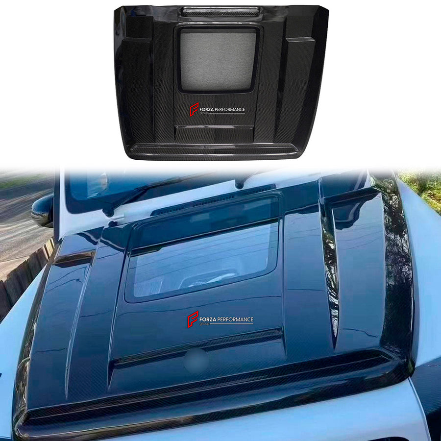 Buy Now DRY CARBON HOOD BONNET for MERCEDES BENZ G CLASS W464 2018 - 2024 and upgrade car parts from SIR Tuning at the Best Price. Headlights, Tail lights, Bodykits, Navigations, body kit and more - Fast & Free Shipping within Europe, US & Worldwide.