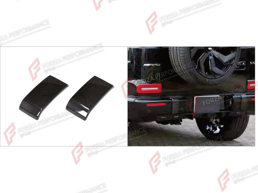Buy Now DRY CARBON REAR BUMPER COVER TRIMS for MERCEDES-BENZ G-CLASS W464 G63 2019 - 2024 and upgrade car parts from SIR Tuning at the Best Price. Headlights, Tail lights, Bodykits, Navigations, Body Kit and more - Fast & Free Shipping within Europe, US & Worldwide.
