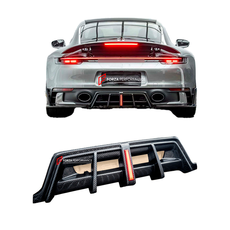 Buy Now DRY CARBON REAR DIFFUSER for PORSCHE 911 992.1 CARRERA S 2019 - 2025 and upgrade car parts from SIR Tuning at the Best Price. Headlights, Tail lights, Bodykits, Navigations, body kit and more - Fast & Free Shipping within Europe, US & Worldwide.