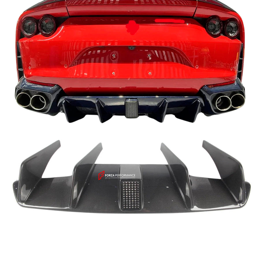 Buy Now DRY CARBON REAR DIFFUSER WITH LIGHT for FERRARI 812 SUPERFAST GTS 2017 - 2024 and upgrade car parts from SIR Tuning at the Best Price. Headlights, Tail lights, Bodykits, Navigations, Carbon body kit and more - Fast & Free Shipping within Europe, US & Worldwide.