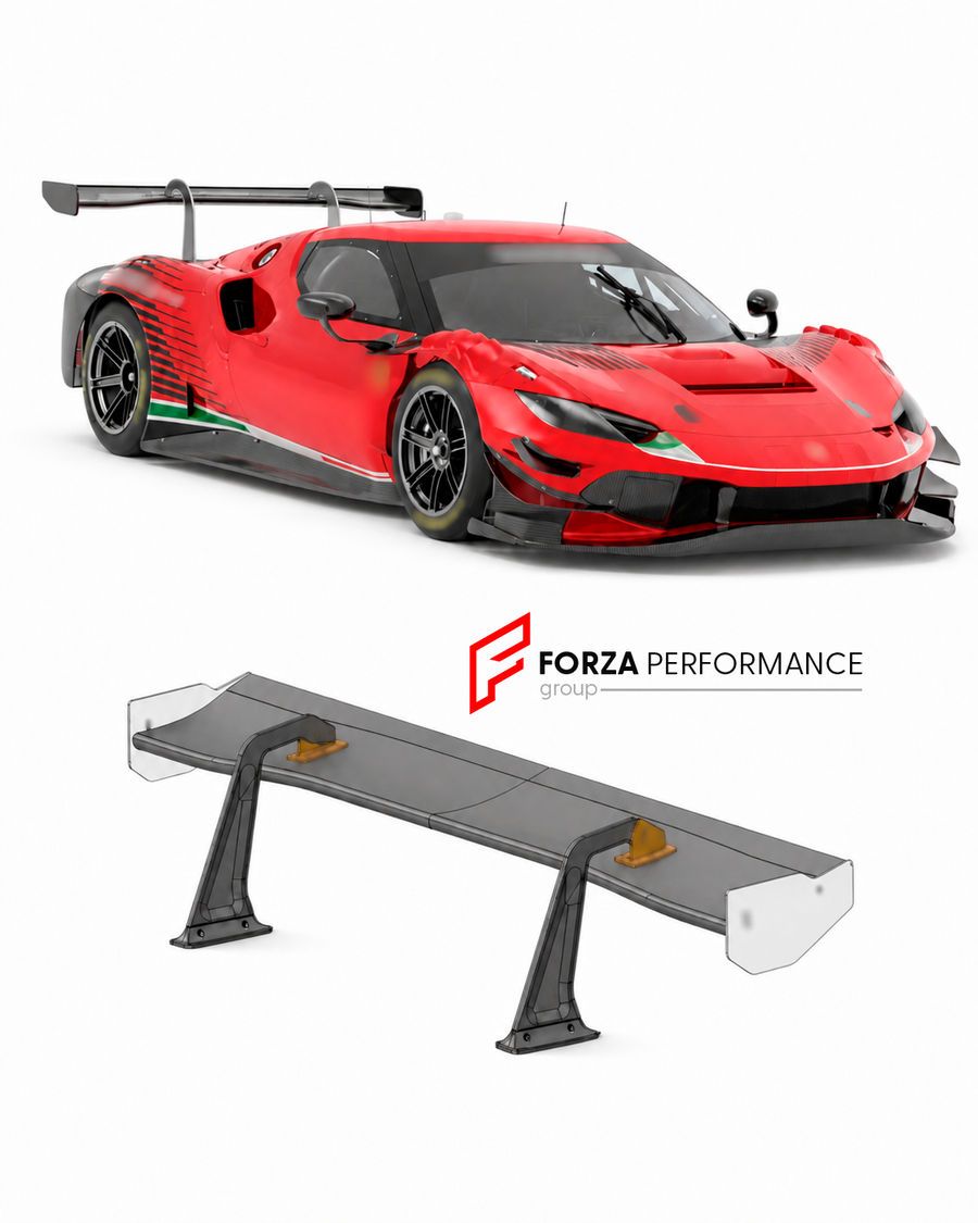 Buy Now DRY CARBON GT3 REAR SPOILER WING for FERRARI 296 GTB GTS 2022 - 2026 and upgrade car parts from SIR Tuning at the Best Price. Headlights, Tail lights, Bodykits, Navigations, body kit and more - Fast & Free Shipping within Europe, US & Worldwide.