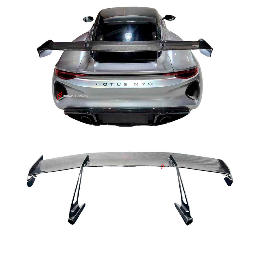 Buy Now DRY CARBON REAR WING SPOILER for LOTUS EMIRA 2022+ and upgrade car parts from SIR Tuning at the Best Price. Headlights, Tail lights, Bodykits, Navigations, Carbon body kit and more - Fast & Free Shipping within Europe, US & Worldwide.