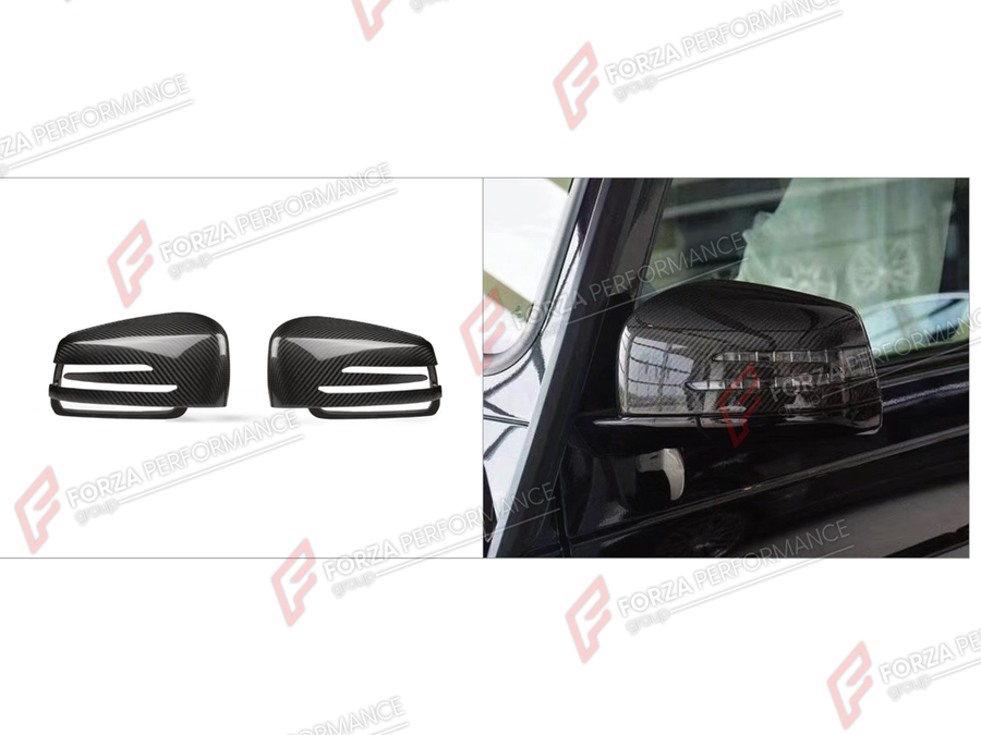 Buy Now DRY CARBON SIDE MIRROR COVERS for MERCEDES-BENZ G-CLASS W463 G63 2012 - 2018 and upgrade car parts from SIR Tuning at the Best Price. Headlights, Tail lights, Bodykits, Navigations, Body Kit and more - Fast & Free Shipping within Europe, US & Worldwide.