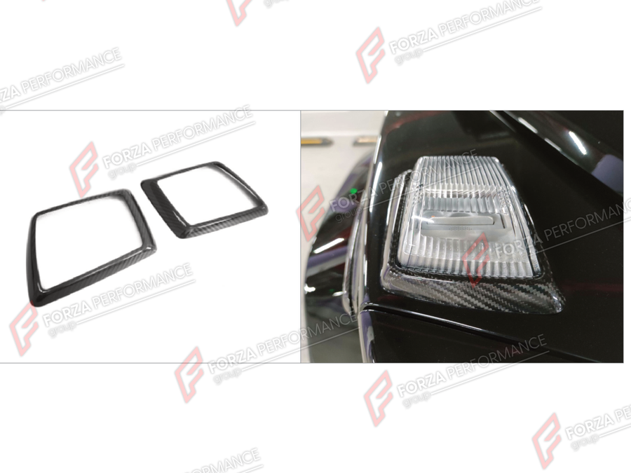 Buy Now DRY CARBON TURN SIGNAL LIGHT COVERS for MERCEDES-BENZ G-CLASS W465 G63 G450D G500 G550 2025+ and upgrade car parts from SIR Tuning at the Best Price. Headlights, Tail lights, Bodykits, Navigations, Body Kit and more - Fast & Free Shipping within Europe, US & Worldwide.