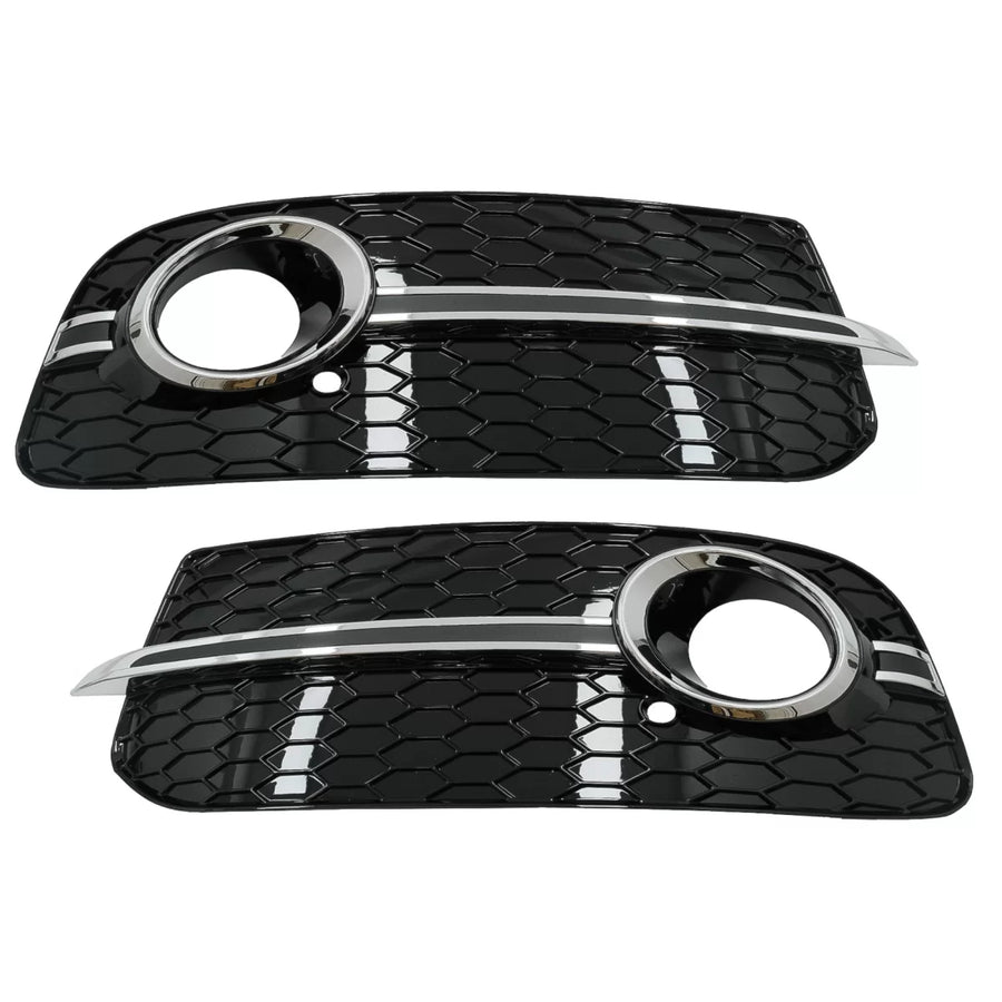 Fog Lamp Covers Side Grilles suitable for Audi Q5 SUV 8R Facelift (2012-2016) RS Design Black & Chrome – product image 1