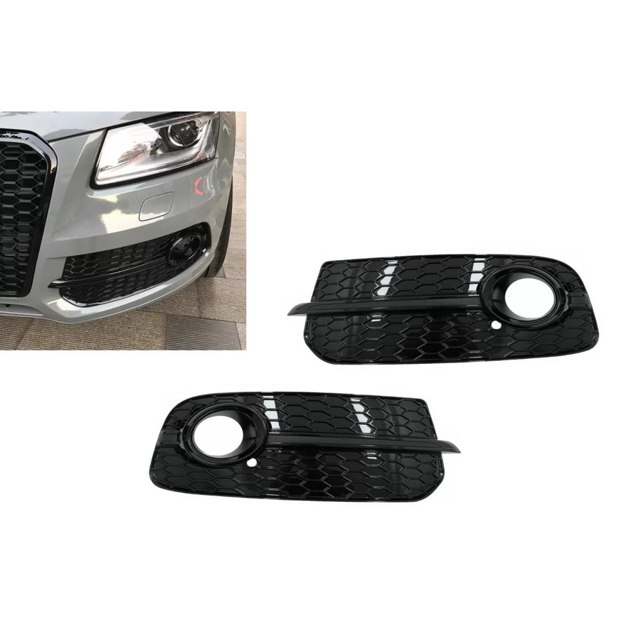 Fog Lamp Covers Side Grilles suitable for Audi Q5 SUV 8R Facelift (2012-2016) Full Black RS Design – product image 1