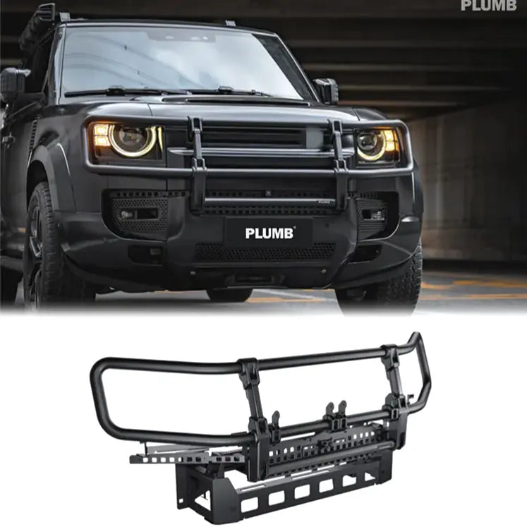 Buy Now PLUMB FRONT BUMPER BULL BAR for LAND ROVER DEFENDER 90 110 130 L663 2019+ and upgrade car parts from SIR Tuning at the Best Price. Headlights, Tail lights, Bodykits, Navigations, Carbon body kit and more - Fast & Free Shipping within Europe, US & Worldwide.